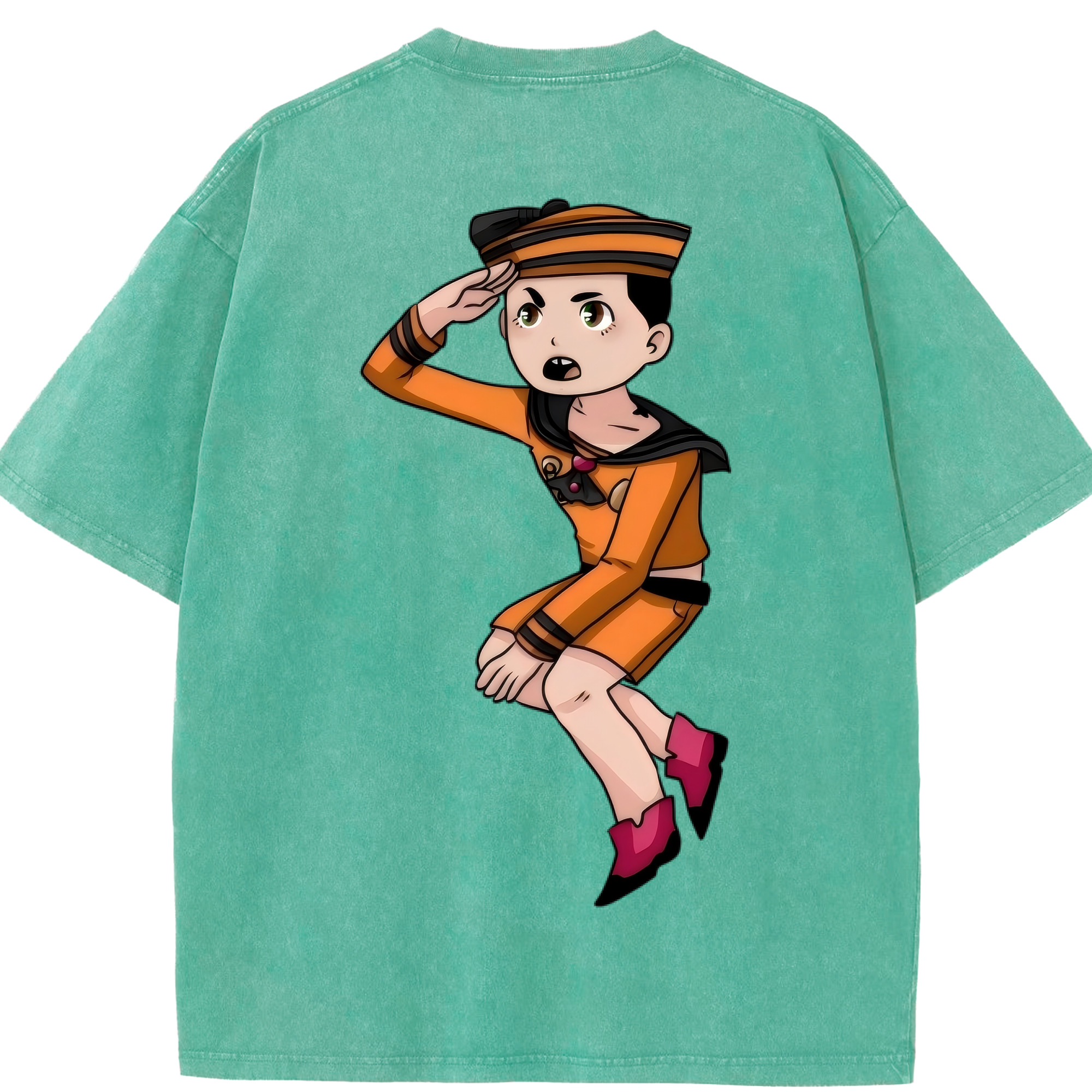 （画像用） ジョジョの奇妙な冒険 東方定助 JoJo's Bizarre Adventure Higashikata Josuke 綿100% ヴィンテージ風 半袖Tシャツ（背面プリント）